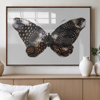 99831147-MGV-FP-36X24-3P_Walnut-Spotted Butterfly Wall Art Canvas Print, Framed Neutral Insect Theme Art Picture Print, Earthy Wing Pattern Perfect Modern Rustic