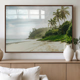 42984524-MGV-FP-36X24-3P_Walnut-Relaxing Beach Wall Art Canvas Print, Framed Ocean View Art Picture Print, Coastal Serenity Perfect Tropical Coastal Decor Artwork