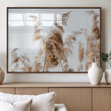 17019393-MGV-FP-36X24-3P_Walnut-Pampas Grass Wall Art Canvas Print, Framed Neutral Tones Art Picture Print, Minimalist Nature Perfect Boho Minimalist Decor