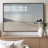 28307820-MGV-FP-36X24-3P_Walnut-Minimalist Beach Wall Art Canvas Print, Framed Coastal Serenity Art Picture Print, Soft Sand Perfect Modern Coastal Decor Artwork