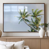 54719115-MGV-FP-36X24-3P_Walnut-Palm Trees Wall Art Canvas Print, Framed Tropical Aesthetic Art Picture Print, Coastal Serenity Perfect Tropical Minimalist Decor