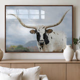 63592811-MGV-FP-36X24-3P_Walnut-Texas Longhorn Wall Art Canvas Print, Framed Western Rustic Art Picture Print, Farmhouse Decor Perfect Rustic Farmhouse Decor