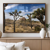 25722592-MGV-FP-36X24-3P_Walnut-Joshua Tree Desert Wall Art Canvas Print, Framed Southwestern Nature Art Picture Print, Rustic Earth Tones Perfect Southwestern