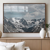 94074619-MGV-FP-36X24-3P_Walnut-Snowy Peaks Wall Art Canvas Print, Framed Alpine Wilderness Art Picture Print, Mountain Escape Perfect Winter Serenity Decor