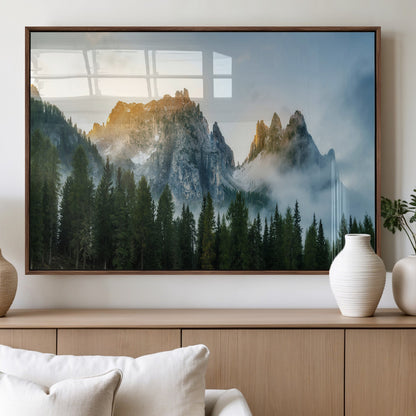 21145440-MGV-FP-36X24-3P_Walnut-Wilderness Wall Art Wall Art Canvas Print, Framed Nature Landscape Decor Art Picture Print, Misty Forest Photography Perfect