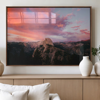 32786115-MGV-FP-36X24-3P_Walnut-Half Dome Wall Art Canvas Print, Framed Yosemite National Park Art Picture Print, Dramatic Sunset Perfect Adventurous Wilderness