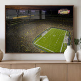 23655234-MGV-FP-36X24-3P_Walnut-Lambeau Field Stadium Wall Art – American Football Night Game Canvas Print with Packed Crowd and Lights – Sports Decor for Man