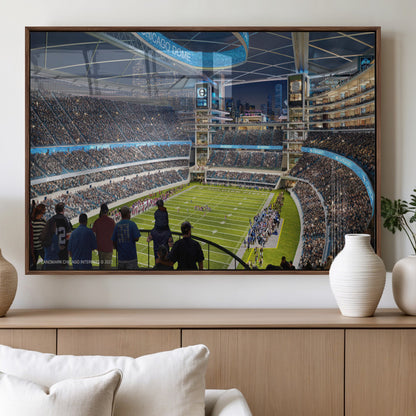 41816511-MGV-FP-36X24-3P_Walnut-Chicago Dome Stadium Wall Art – Futuristic Football Arena Canvas Print, Modern Sports Fan Decor for Man Cave, Office, Bar, or