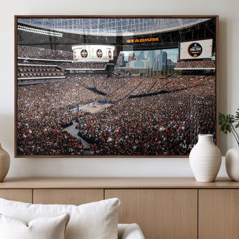 38616413-MGV-FP-36X24-3P_Walnut-Chicago Dome Stadium Wall Art – Futuristic Basketball Final Four Arena Canvas Print, Modern Sports Fan Decor for Man Cave or