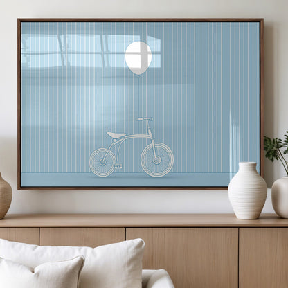 56479838-MGV-FP-36X24-3P_Walnut-Bicycle Wall Art – Minimalist Blue Canvas Print with Balloon Illustration, Modern Decor Artwork for Kids Room, Nursery, or Living