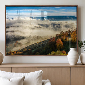 21551192-MGV-FP-36X24-3P_Walnut-Landscape Wall Art – Autumn Mountain View Canvas Print, Scenic Nature Photography Decor for Bedroom, Living Room, Office, Cabin or