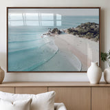 79395467-MGV-FP-36X24-3P_Walnut-Coastal Wall Art – Aerial Beach Canvas Print, Ocean Waves and Sandy Shore Photography Decor for Bedroom, Living Room, Office,
