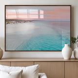 41613614-MGV-FP-36X24-3P_Walnut-Beach Sunset Wall Art – Pastel Ocean Canvas Print, Turquoise Water and Pink Sky Photography Decor for Bedroom, Living Room, Office