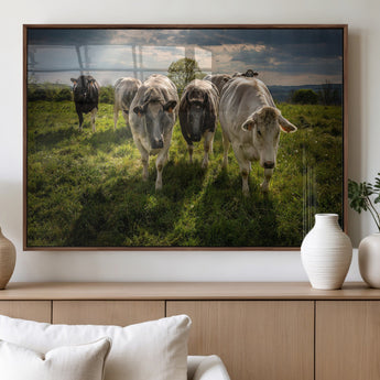 67277447-MGV-FP-36X24-3P_Walnut-Farmhouse Wall Art – Herd of Cows Canvas Print, Rustic Country Pasture Photography Decor for Bedroom, Living Room, Office, Ranch,
