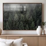 84059409-MGV-FP-36X24-3P_Walnut-Forest Wall Art – Misty Evergreen Trees Canvas Print, Tranquil Nature Photography Decor for Bedroom, Living Room, Office, Cabin or