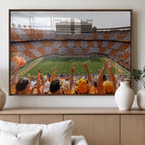 76011417-MGV-FP-36X24-3P_Walnut-Tennessee Volunteers Wall Art – Neyland Stadium Checkerboard Crowd Canvas Print, Vols Football Game Day Fan Perspective Sports