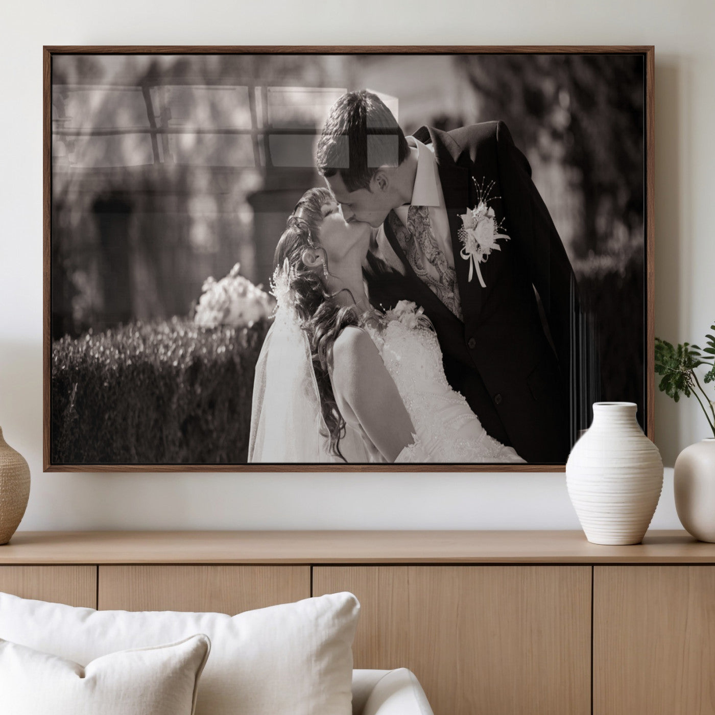 CSTM6030-MGV-FP-36X24-3P_Walnut-Custom Wedding Photo Print - Custom Wall Art Picture Print, Create Your Own Photo Canvas Print