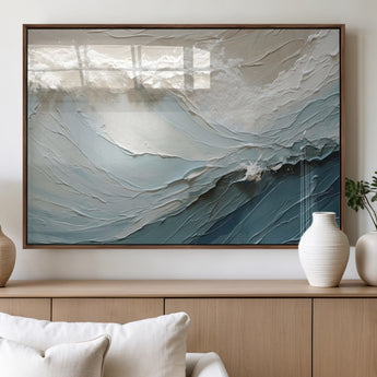 53646-MGV-FP-36X24-3P_Walnut-Ocean Wave Wall Art Canvas Print, Framed Textured Seascape Art Picture Print, Modern Ocean Perfect Minimal Coastal 2/2 Decor