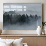 42596-MGV-FP-36X24-3P_Natural-Misty Forest Wall Art – Atmospheric Pine Trees Canvas Print, Nature Landscape Decor for Living Room, Bedroom, Office, or Cabin