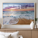 53006-MGV-FP-36X24-3P_Natural-Ocean Beach Sunset Wall Art – Vibrant Seascape Canvas Print, Coastal Home Decor for Living Room, Bedroom, Office or Beach House
