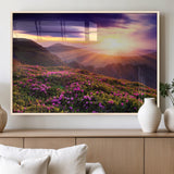 49741-MGV-FP-36X24-3P_Natural-Mountain Sunrise Wall Art – Vibrant Floral Landscape Canvas Print, Nature Home Decor for Living Room, Bedroom Office or Cabin