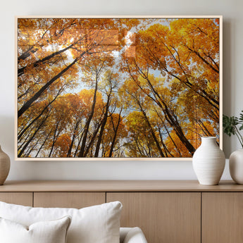 11823-MGV-FP-36X24-3P_Natural-Golden Autumn Tree Canopy Wall Art – Stunning Fall Forest Leaves Print, Warm Seasonal Nature Decor for Home, Office or Cabin