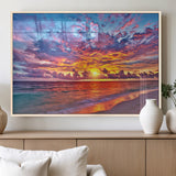 72836-MGV-FP-60X30-3P_Natural-Fiery Sunset Beach Wall Art – Panoramic Vibrant Ocean Canvas Print, Dramatic Coastal Decor for Living Room, Bedroom or Office