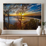 71863-MGV-FP-36X24-3P_Natural-Lake Sunset Wall Art – Scenic Nature Canvas Print with Trees and Golden Sky, Serene Landscape Decor for Living Room, Bedroom or