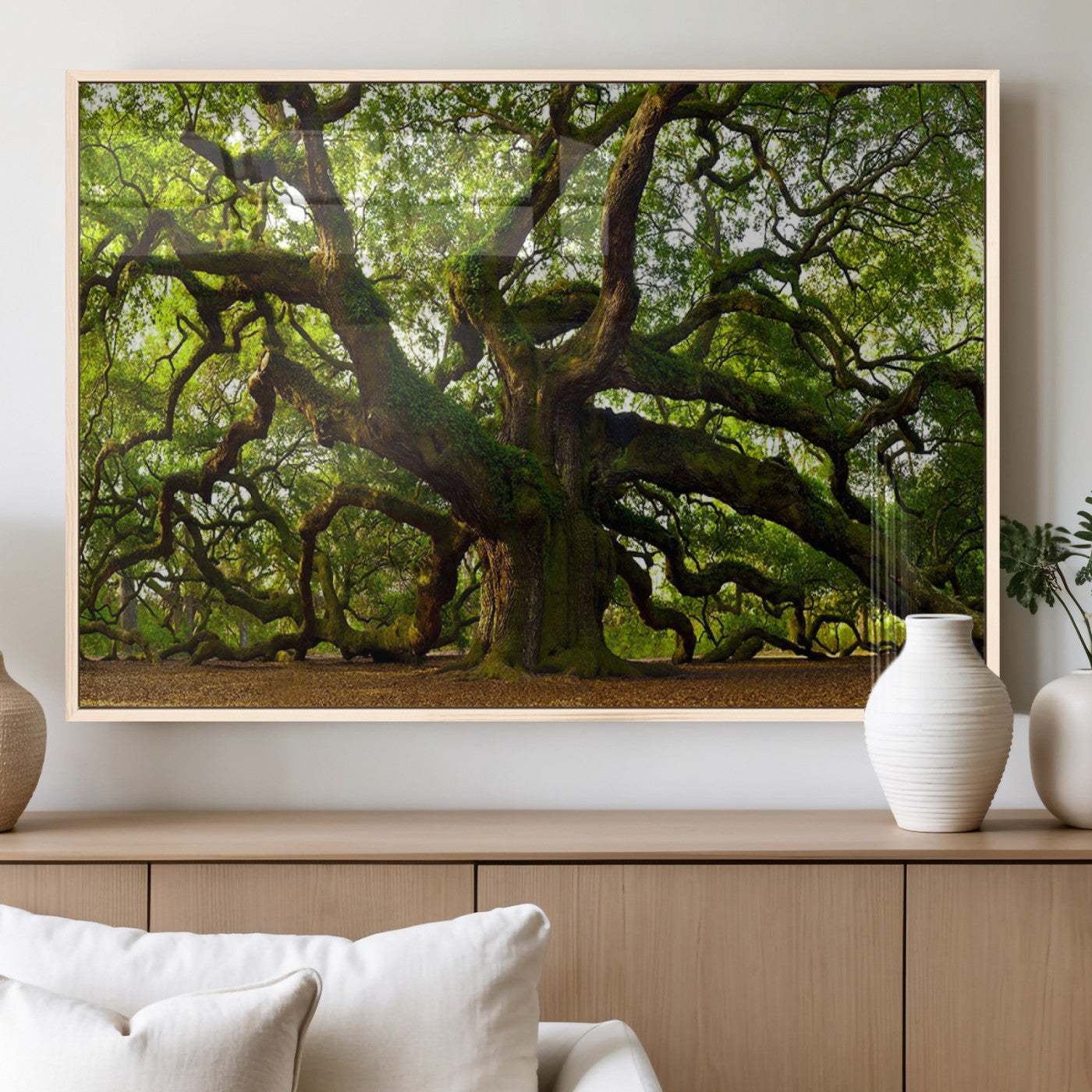 29407-MGV-FP-36X24-3P_Natural-Ancient Oak Tree Wall Art – Majestic Nature Canvas Print, Large Tree Photography Decor for Living Room or Office