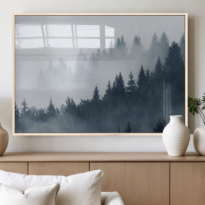 23671-MGV-FP-36X24-3P_Natural-Misty Forest Wall Art – Serene Foggy Pine Trees Landscape Canvas Print, Tranquil Nature Decor for Living Room, Bedroom or Office