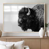 68780-MGV-FP-36X24-3P_Natural-Bison Close-Up Wall Art – Black and White Buffalo Canvas Print, Rustic Wildlife Photography Decor for Living Room, Office, or