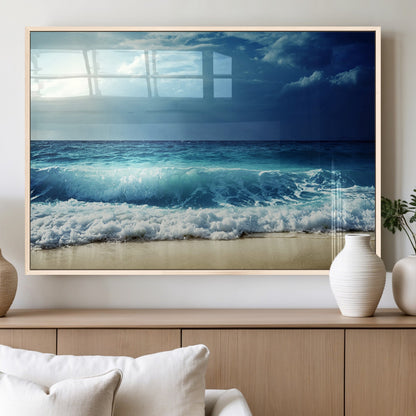84116-MGV-FP-60X30-3P_Natural-Ocean Wave Wall Art – Blue Sea and Beach Canvas Print, Coastal Seascape Photography Artwork for Living Room, Bedroom, or Office