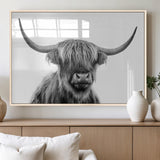 10123-MGV-FP-60X30-3P_Natural-Black and White Highland Cow Wall Art – Modern Farmhouse Animal Print, Rustic Scottish Bull Canvas Decor for Living Room, Bedroom,