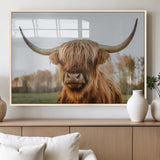 64824-MGV-FP-60X30-3P_Natural-Highland Cow Wall Art – Rustic Scottish Bull Canvas Print, Farmhouse Animal Decor for Living Room, Bedroom, Office or Cabin