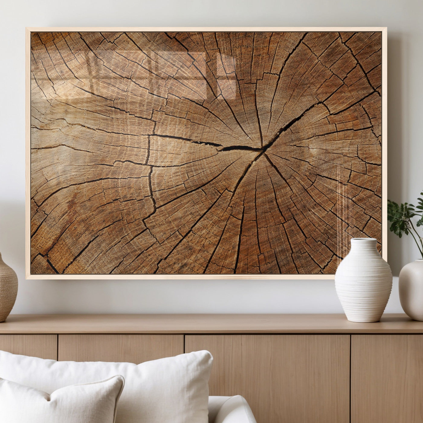 61710-MGV-FP-60X30-3P_Natural-Tree Rings Wall Art – Rustic Wood Grain Canvas Print of Tree Trunk Cross Section, Nature Inspired Decor for Cabin, Office, Living