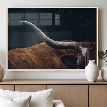 55197-MGV-FP-60X30-3P_Natural-Texas Longhorn Wall Art – Rustic Western Bull Horn Canvas Print and Farmhouse Country Animal Decor for Living Room, Office or