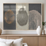 80725-MGV-FP-36X24-3P_Natural-Wood Tree Rings Wall Art Canvas Print, Framed Tree Rings Art Picture Print, Abstract Tree Rings Perfect Modern Boho Decor Artwork