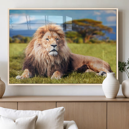 67826-MGV-FP-36X24-3P_Natural-Majestic Lion Wall Art – King of the Jungle Canvas Print, Safari Wildlife Decor for Living Room, Office, or Man Cave
