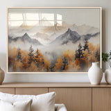 70049-MGV-FP-36X24-3P_Natural-Autumn Mountain Forest Wall Art – Misty Landscape Canvas Print, Rustic Nature Inspired Decor for Living Room, Bedroom or Office