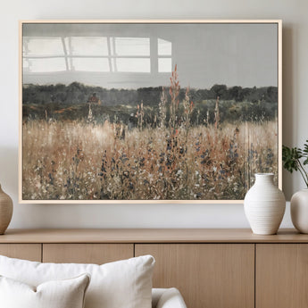 46308-MGV-FP-36X24-3P_Natural-Wildflower Field Wall Art – Rustic Meadow Landscape Canvas Print, Country Nature Decor for Living Room, Bedroom or Farmhouse