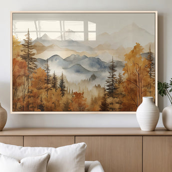 72950-MGV-FP-36X24-3P_Natural-Autumn Mountain Forest Wall Art – Golden Fall Landscape Canvas Print, Nature-Inspired Home Decor for Living Room, Bedroom or