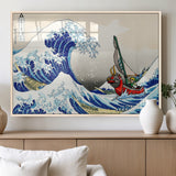 19450-MGV-FP-36X24-3P_Natural-Great Wave Adventure Wall Art – Japanese Style Ocean Canvas Print, Fantasy Sailing Decor for Living Room, Bedroom or Office