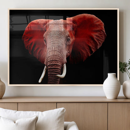 14788-MGV-FP-36X24-3P_Natural-Red Elephant Wall Art – Bold Wildlife Canvas Print, African Safari Animal Decor for Living Room, Bedroom or Office