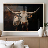 70522-MGV-FP-36X24-3P_Natural-Longhorn Bull Wall Art – Striking Canvas Print of Majestic Bull, Premium Animal Decor for Home, Office, Man Cave, or Living Room
