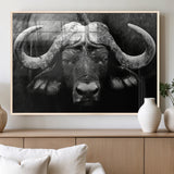 75273-MGV-FP-36X24-3P_Natural-Buffalo Wall Art – Black and White African Buffalo Canvas Print, Rustic Wildlife Animal Artwork for Farmhouse, Living Room,