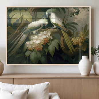 84047-MGV-FP-36X24-3P_Natural-Tropical Birds Wall Art – Elegant Botanical Canvas Print, Exotic Nature Decor for Living Room, Bedroom or Office