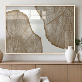 99692-MGV-FP-36X24-3P_Natural-Tree Ring Linocut Wall Art Canvas Print, Framed Wood Cut Art Picture Print, Tree Rings Perfect Minimalist Rustic Decor Artwork