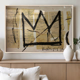 37215-MGV-FP-36X24-3P_Natural-Abstract Crown Wall Art – Urban Graffiti Style Canvas Print Modern Street Art Design, Bold Contemporary Decor for Living Room,