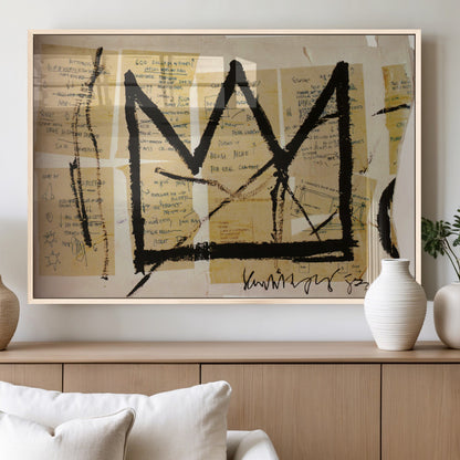 37215-MGV-FP-36X24-3P_Natural-Abstract Crown Wall Art – Urban Graffiti Style Canvas Print Modern Street Art Design, Bold Contemporary Decor for Living Room,