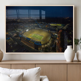 33588-MGV-FP-60X30-3P_Natural-Football Stadium Wall Art – Aerial Night Game Canvas Print Packed Field City Lights, Sports Photography Decor for Game Room, Man